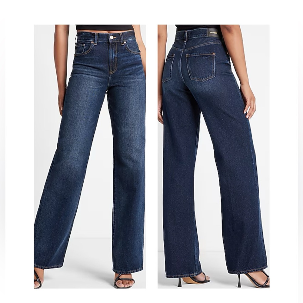 Express Dark Blue Women's Wide Leg Jeans